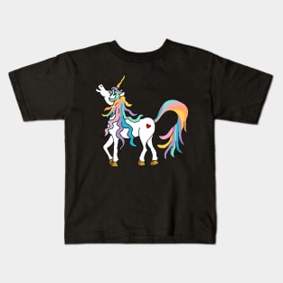 Colourful unicorn with rainbow coloured tail Kids T-Shirt